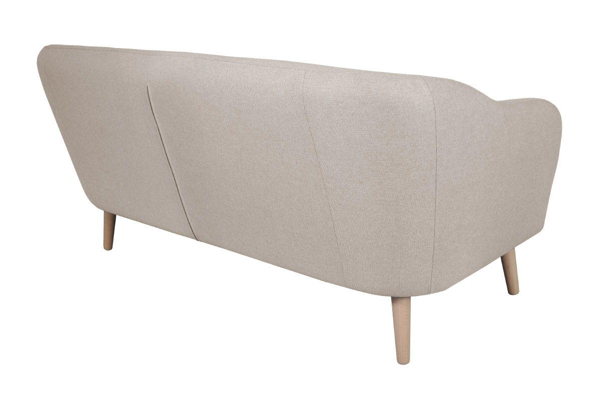 Canap 2-3 places scandinave en tissu beige et bois clair ISIS