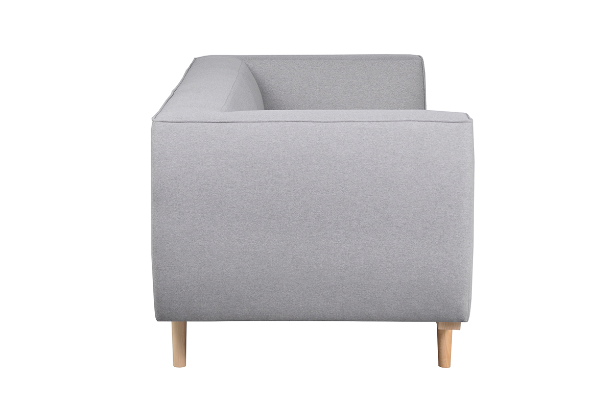 Canap 2-3 places scandinave en tissu gris chin et bois MORRIS