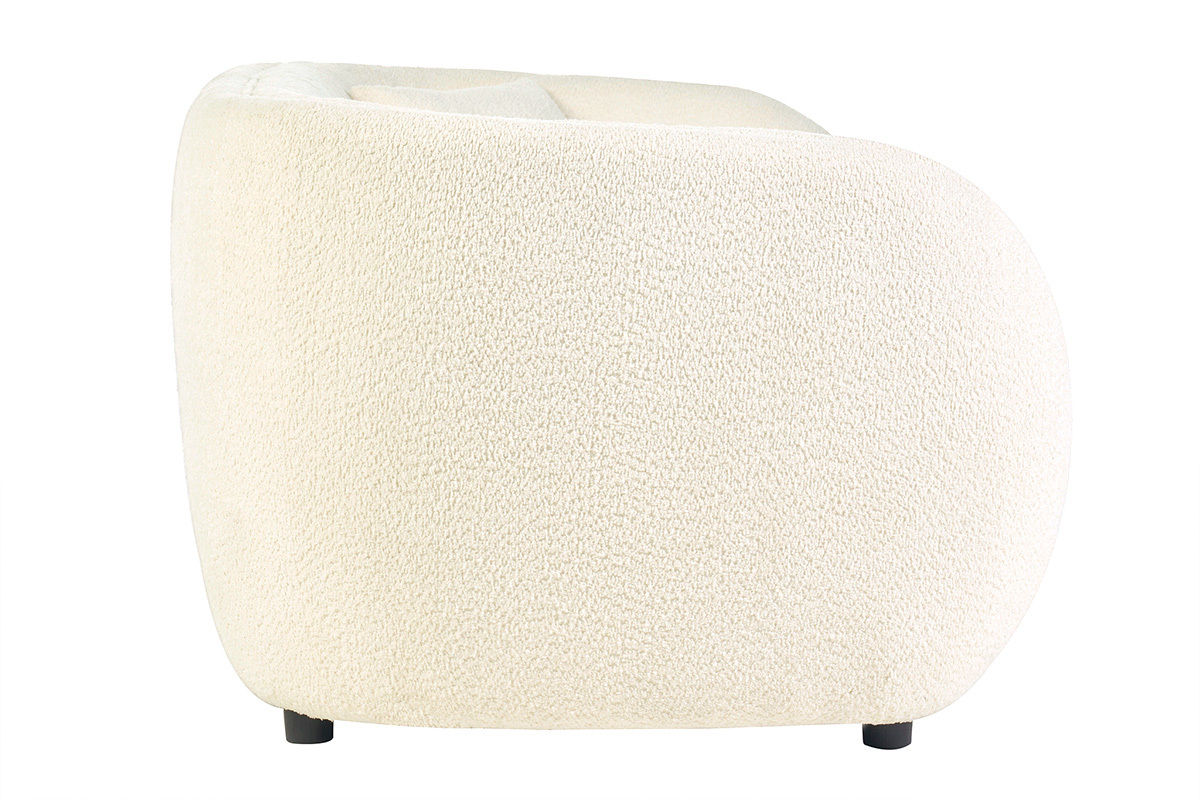 Canap 3-4 places en tissu bouclette blanc cass MOCHI