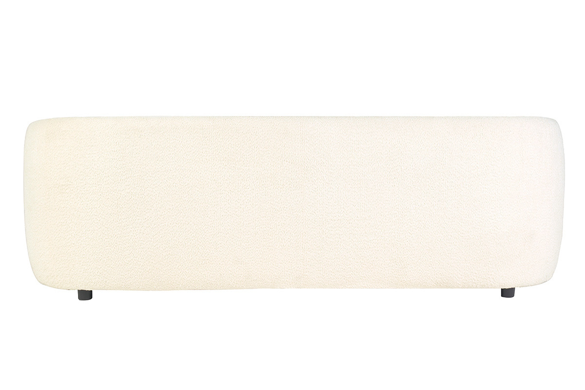 Canap 3-4 places en tissu bouclette blanc cass MOCHI