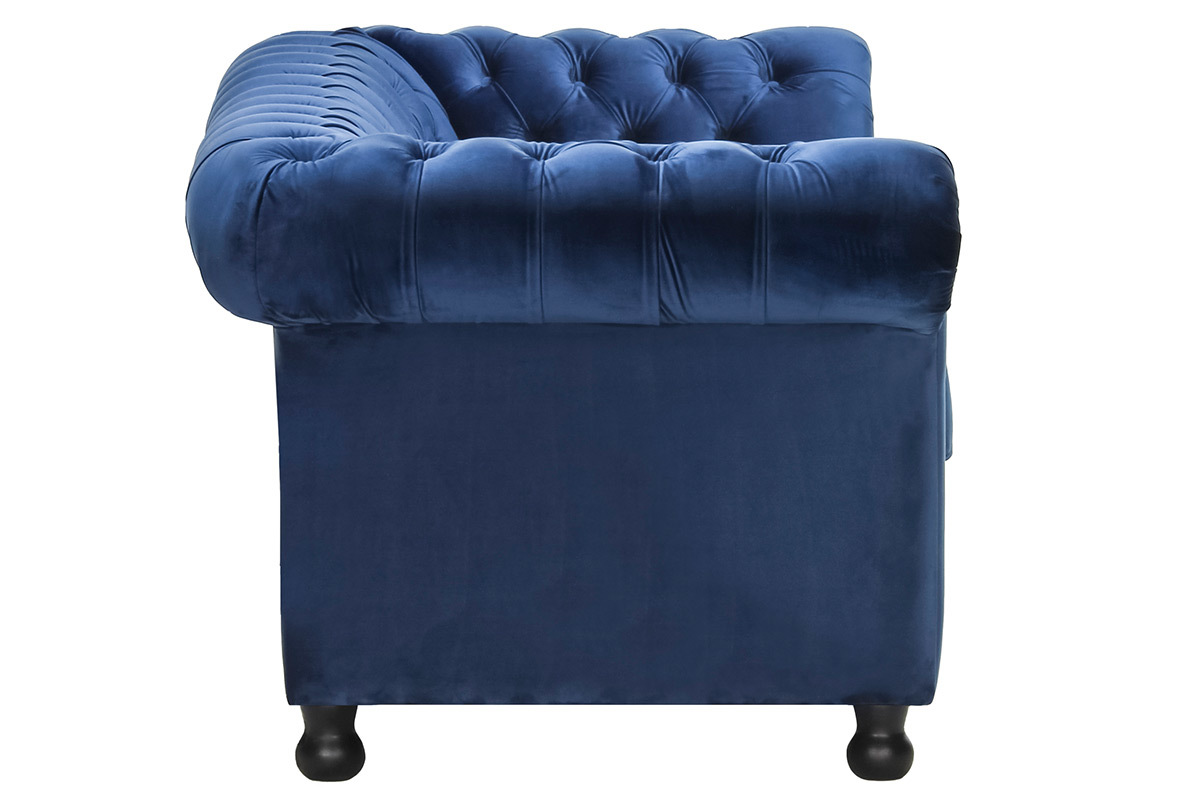 Canap 3 places velours bleu fonc CHESTERFIELD