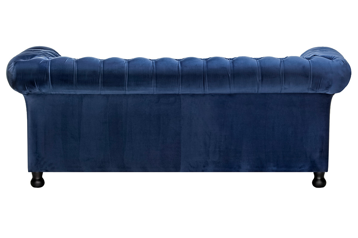 Canap 3 places velours bleu fonc CHESTERFIELD