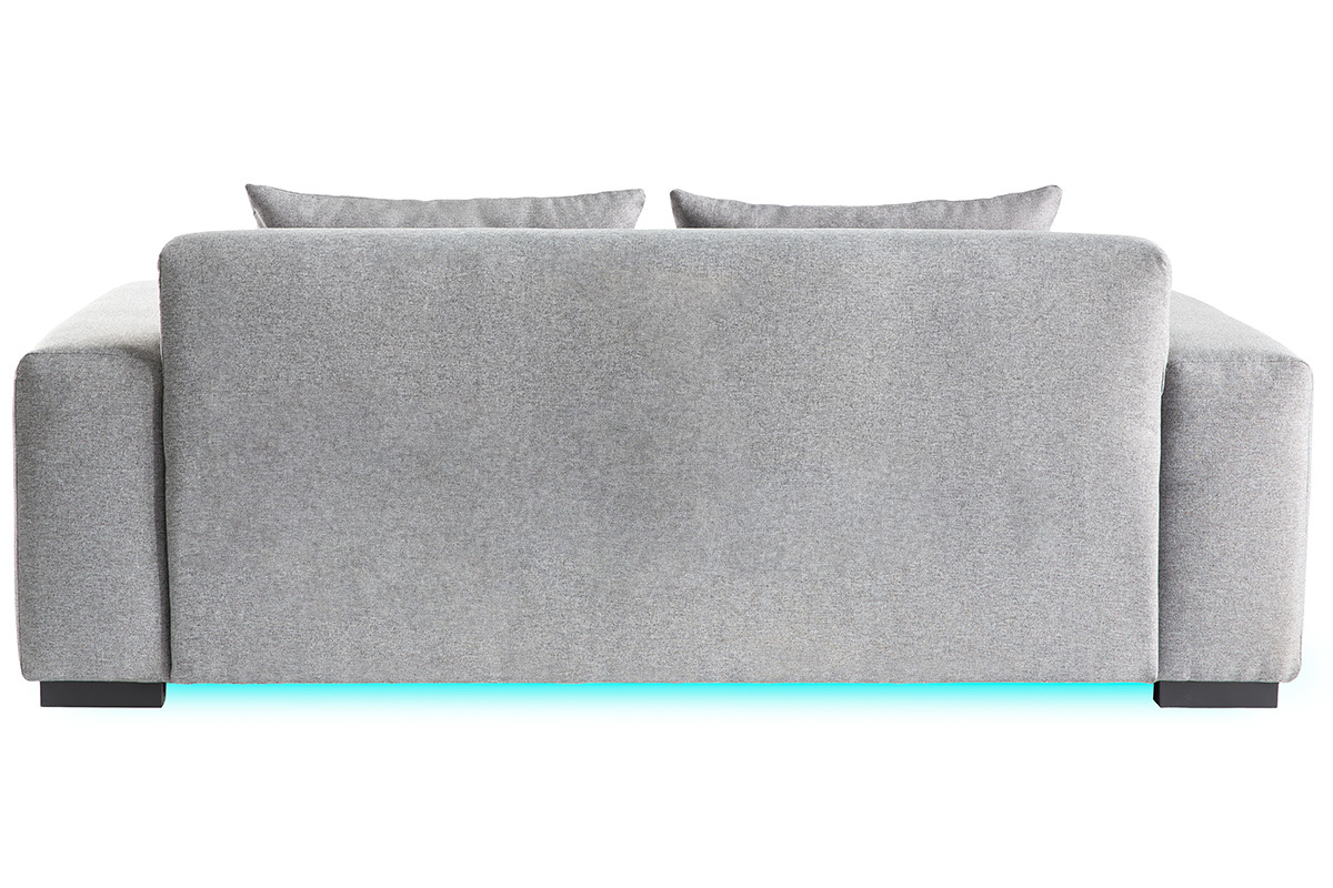 Canap connect 3 places en tissu gris clair