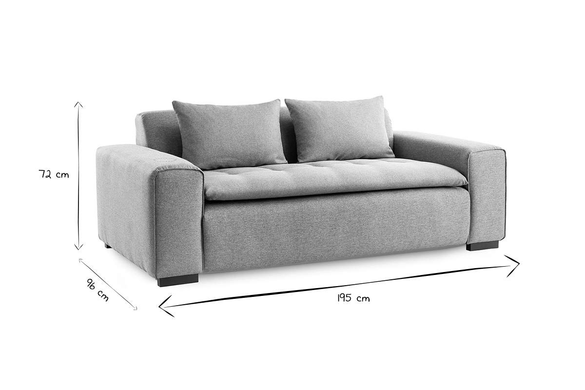 Canap connect 3 places en tissu gris clair