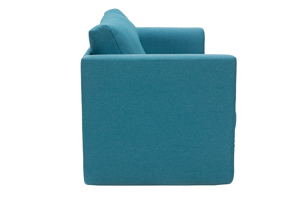 Canap convertible 2 places en tissu bleu canard LEON