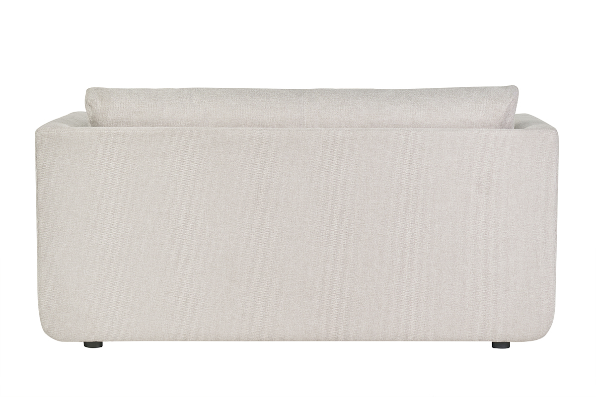 Canap convertible 2 places en tissu effet velours textur beige LEON