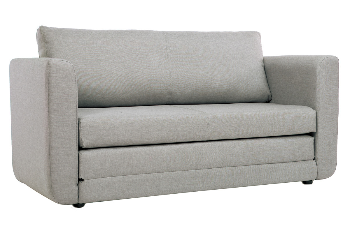 Canap convertible 2 places en tissu gris clair LEON