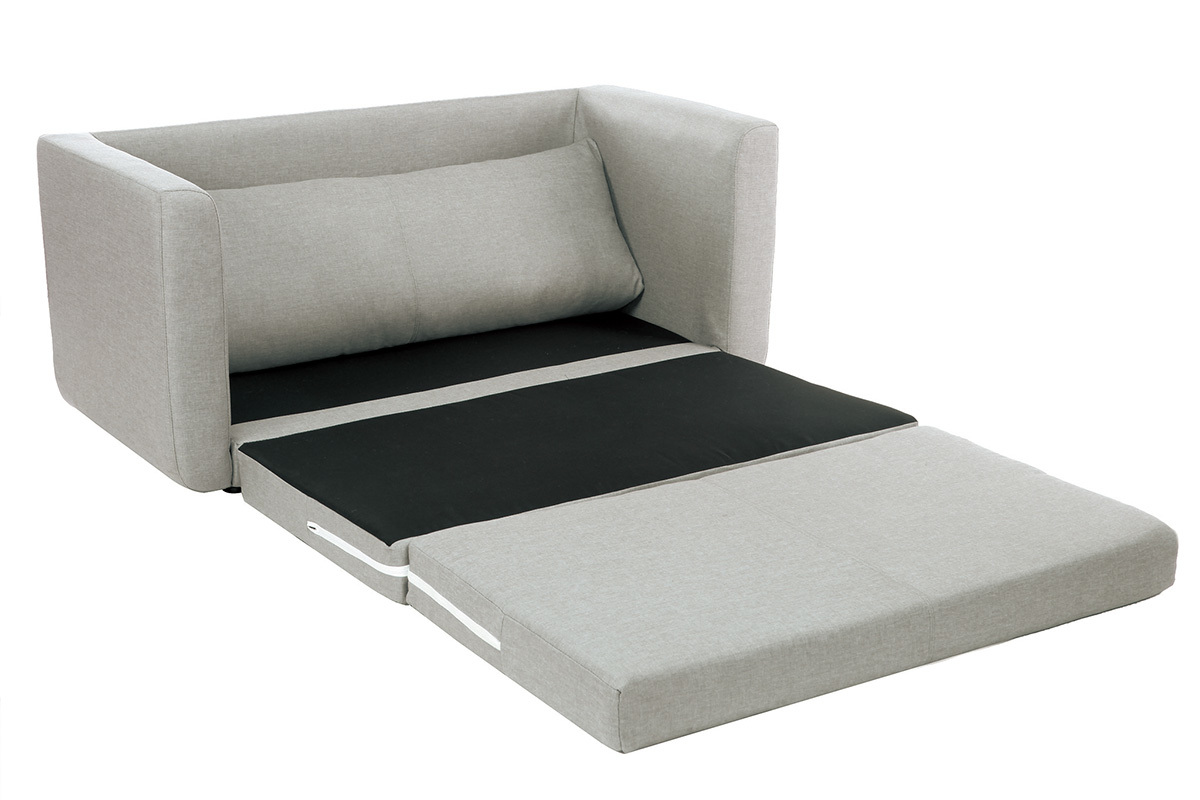 Canap convertible 2 places en tissu gris clair LEON