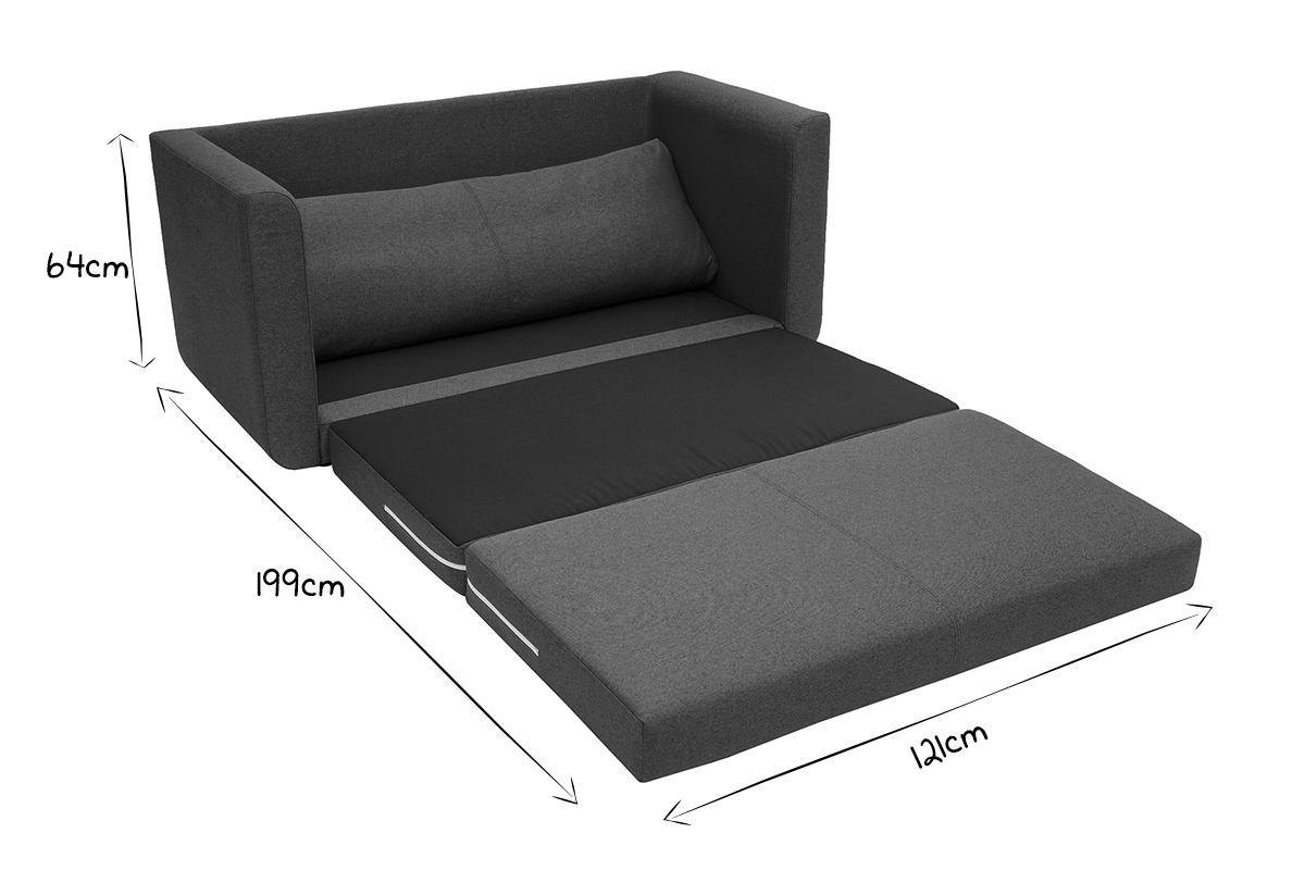 Canap convertible 2 places en tissu gris clair LEON