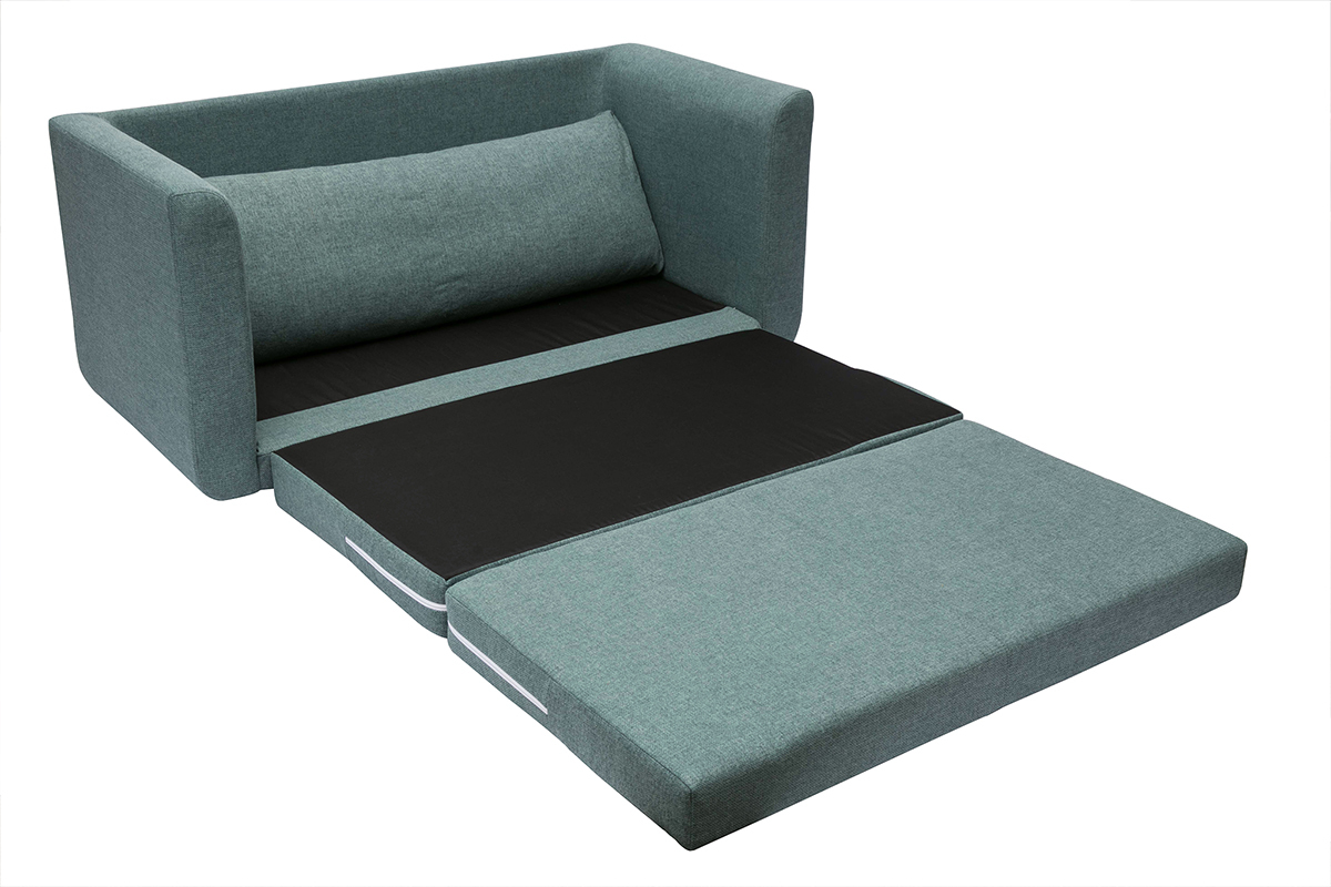 Canap convertible 2 places en tissu vert de gris LEON