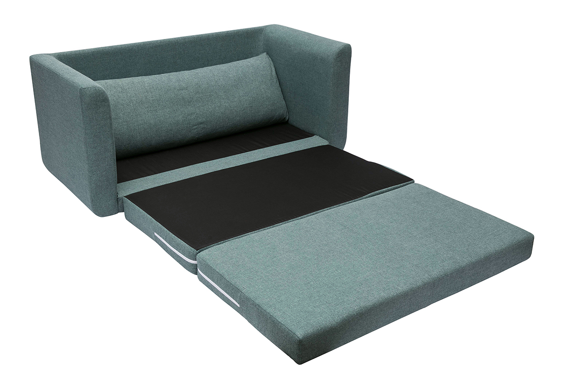 Canap convertible 2 places en tissu vert de gris LEON