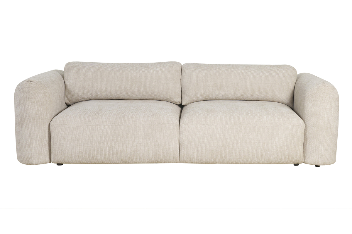 Canap convertible avec coffre 4 places en tissu velours chenille beige CRUSH