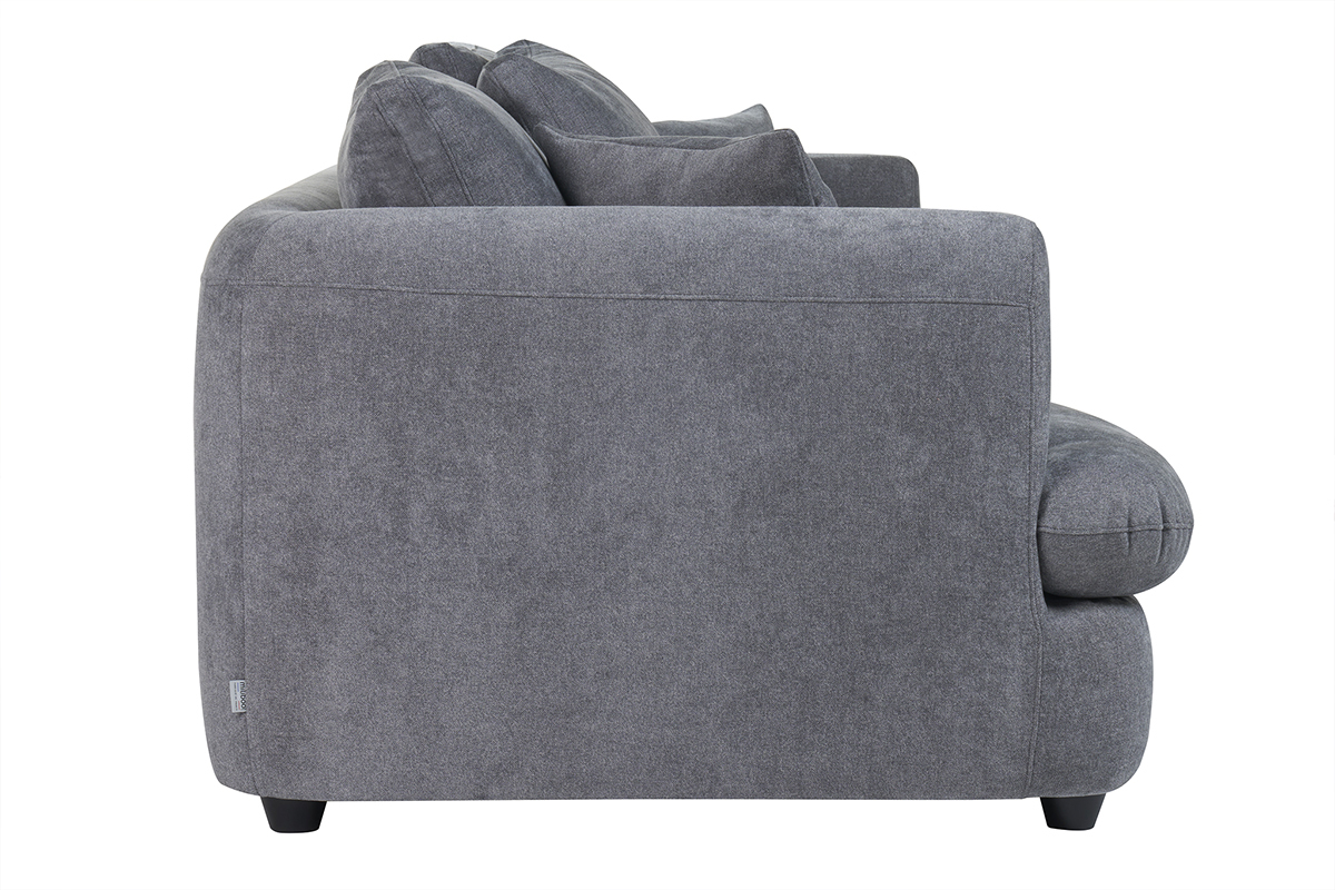 Canap convertible dhoussable 3-4 places design haricot en tissu effet velours gris anthracite SACHA