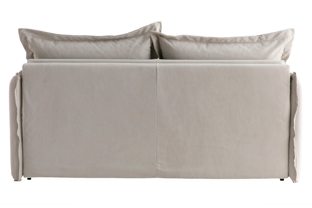 Canap convertible dhoussable 3 places en coton beige avec matelas 13 cm ALDO