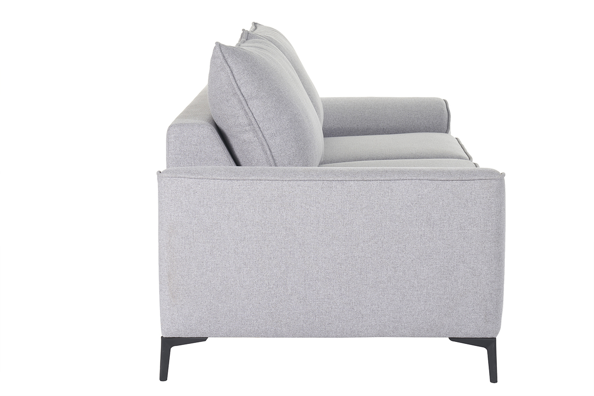 Canap convertible design 3 places en tissu gris et mtal noir GAEL