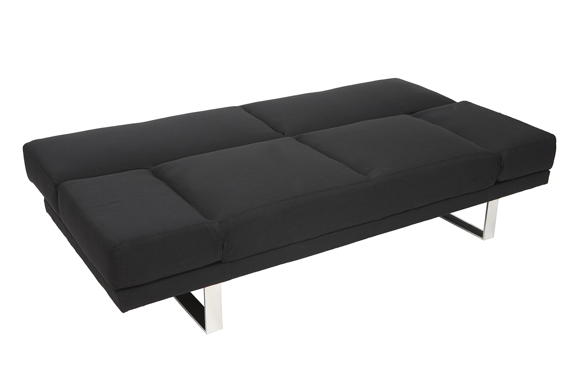 Canape Convertible 2 Places Tissu Noir