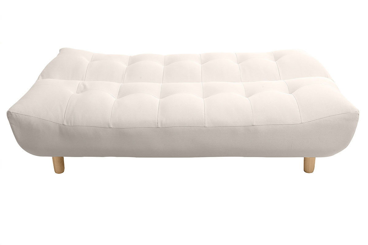 Canap convertible scandinave 3 places en tissu beige et bois clair YUMI