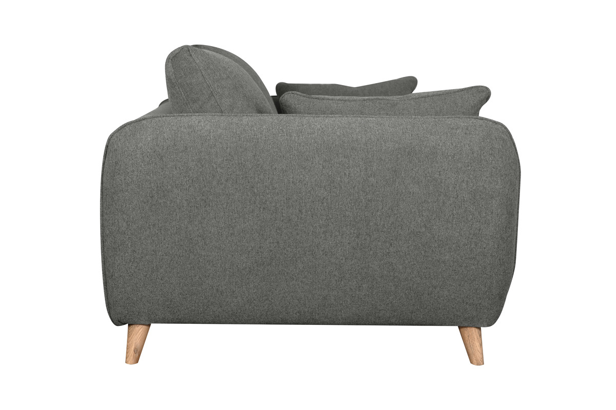 Canap convertible scandinave 3 places en tissu gris anthracite et bois clair avec matelas 10 cm CREEP