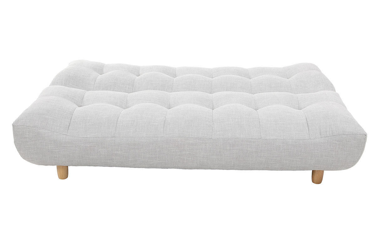 Canap convertible scandinave 3 places en tissu gris clair et bois clair YUMI