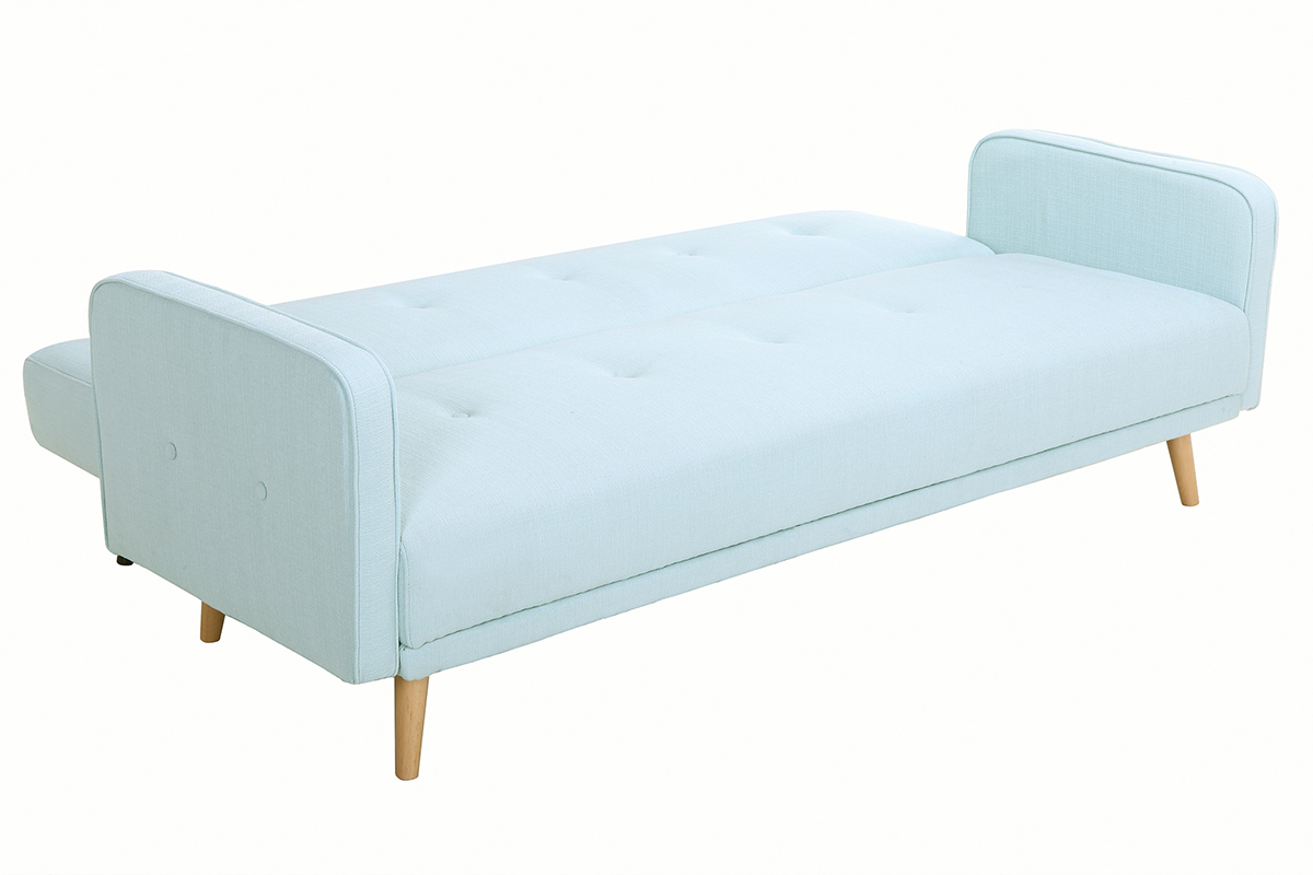 Canap convertible scandinave 3 places en tissu menthe  l'eau et bois clair ULLA