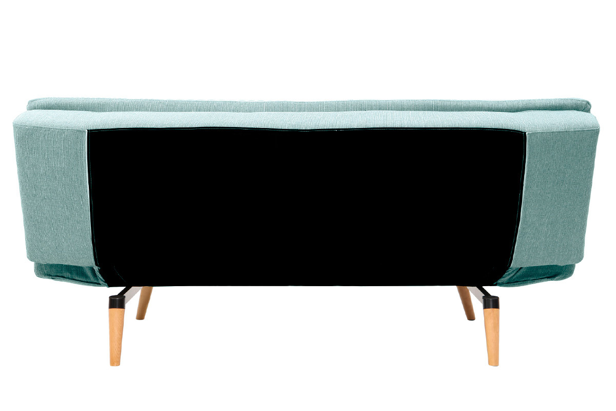 Canap convertible scandinave 3 places en tissu vert lagon et bois clair SENSO