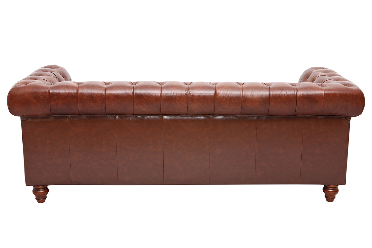 Canap cuir vintage 3 places CHESTERFIELD - cuir de buffle