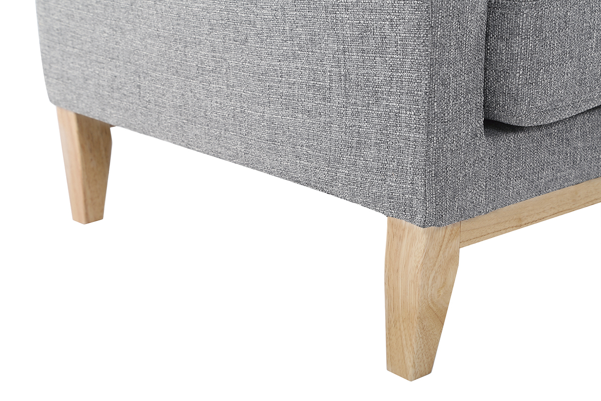 Canap d'angle droit dhoussable scandinave 4 places en tissu gris clair et bois clair OSLO