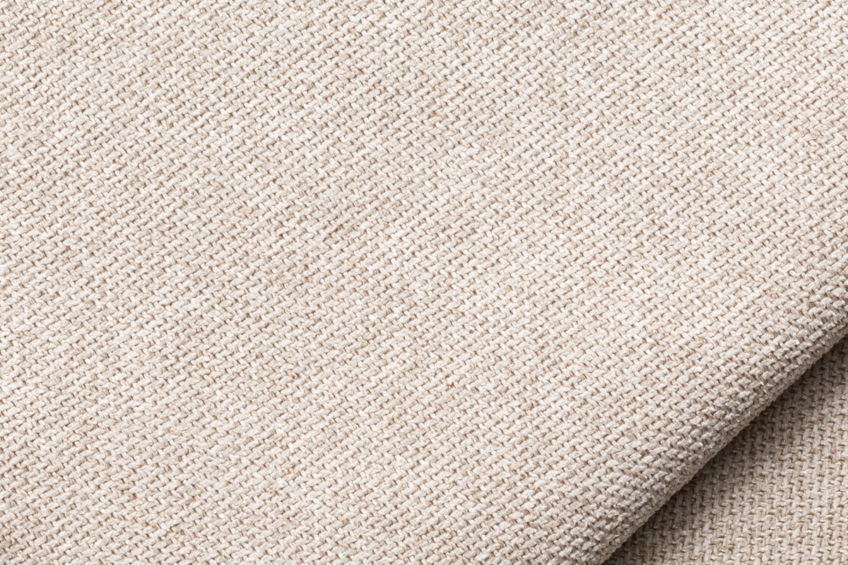 Canap d'angle droit modulable avec chauffeuse double en tissu beige naturel PLURIEL