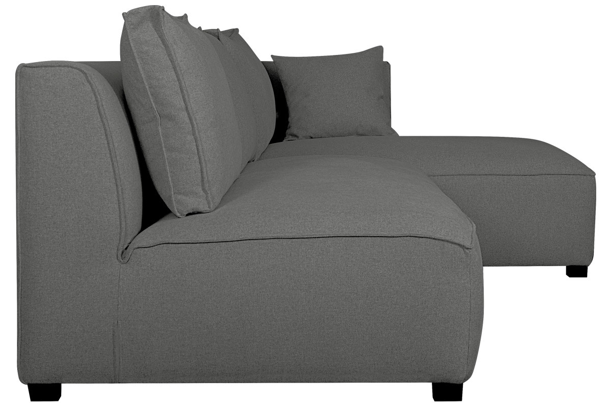 Canap d'angle droit modulable avec chauffeuse double en tissu gris anthracite PLURIEL