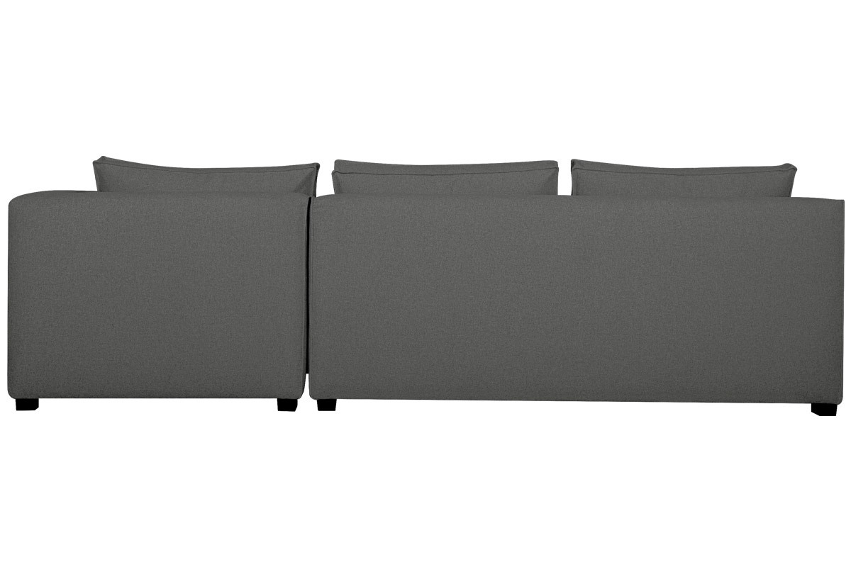 Canap d'angle droit modulable avec chauffeuse double en tissu gris anthracite PLURIEL