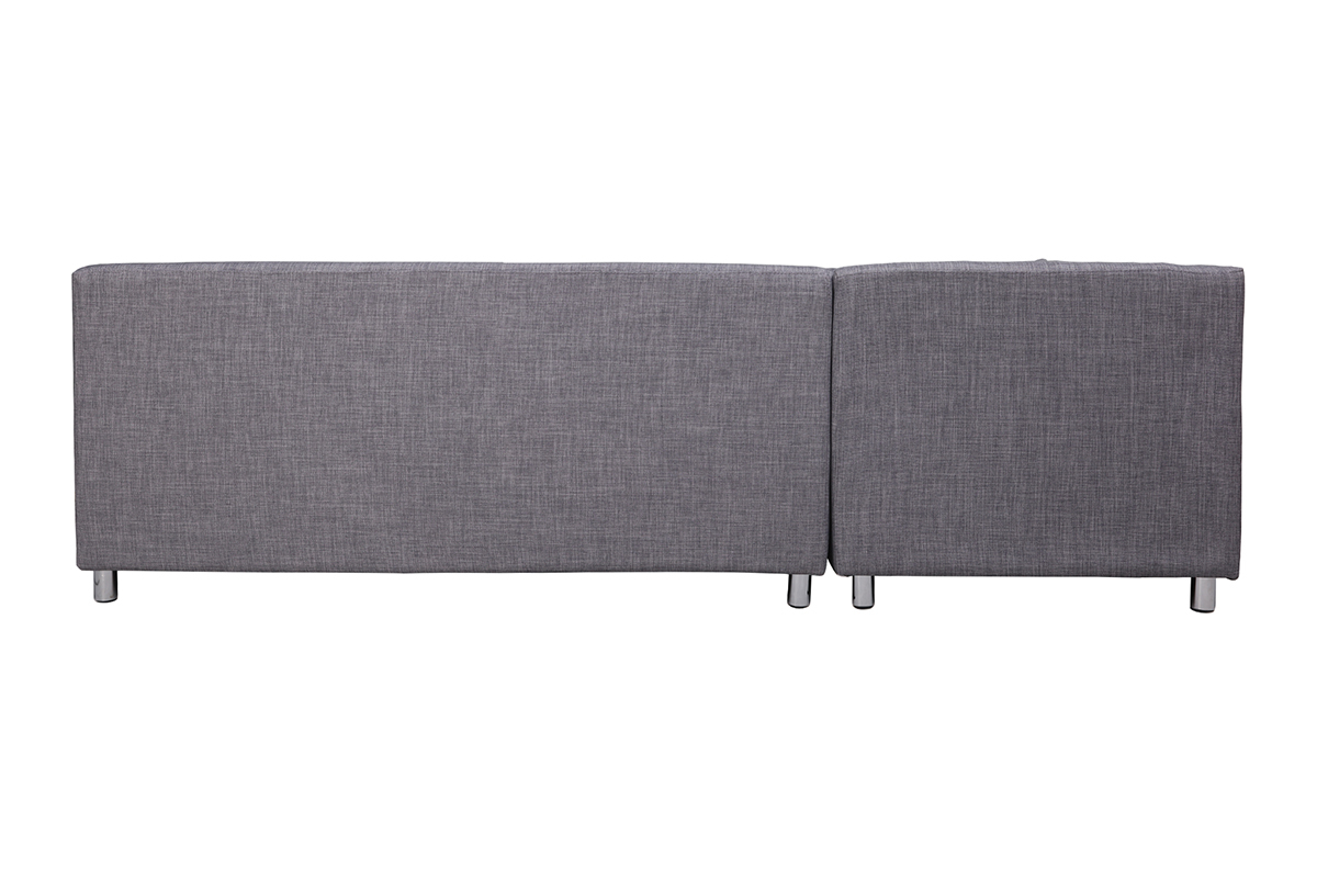 Canap d'angle gauche convertible avec coffre 3 places en tissu gris et acier chrom MIAMI