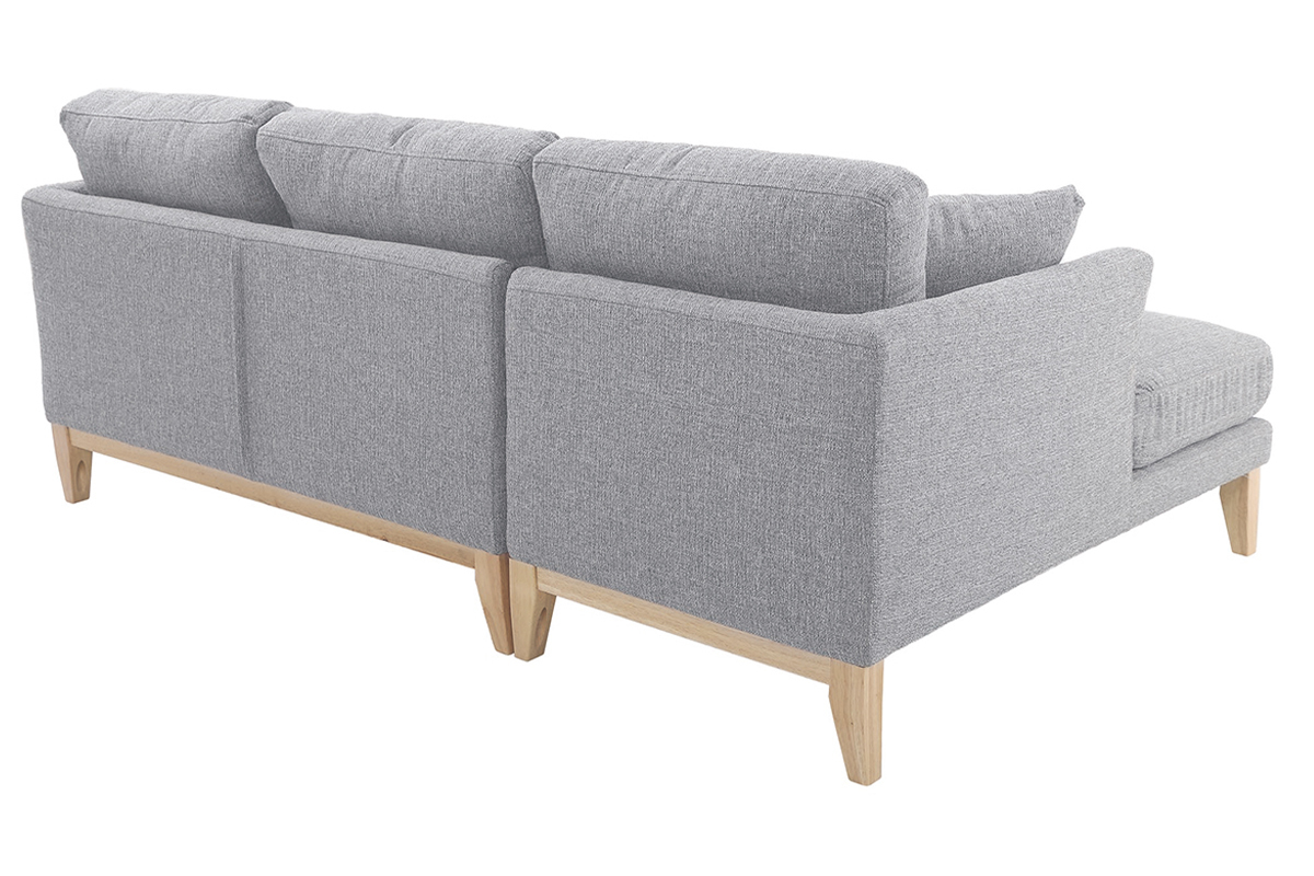 Canap d'angle gauche dhoussable scandinave 3-4 places en tissu gris clair et bois clair OSLO