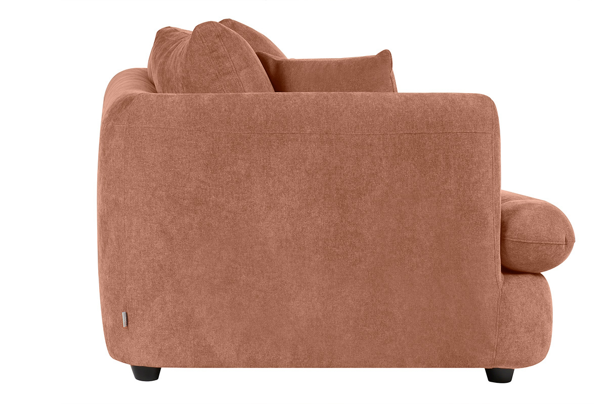 Canap dhoussable 3-4 places design haricot en tissu effet velours terracotta SACHA