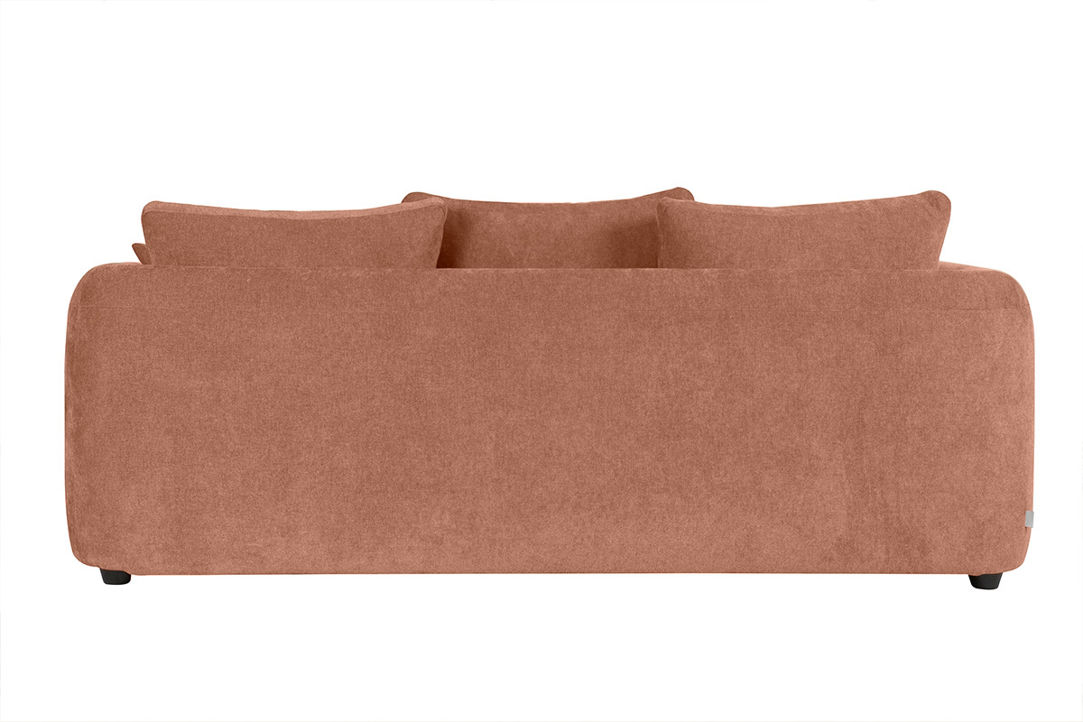 Canap dhoussable 3-4 places design haricot en tissu effet velours terracotta SACHA