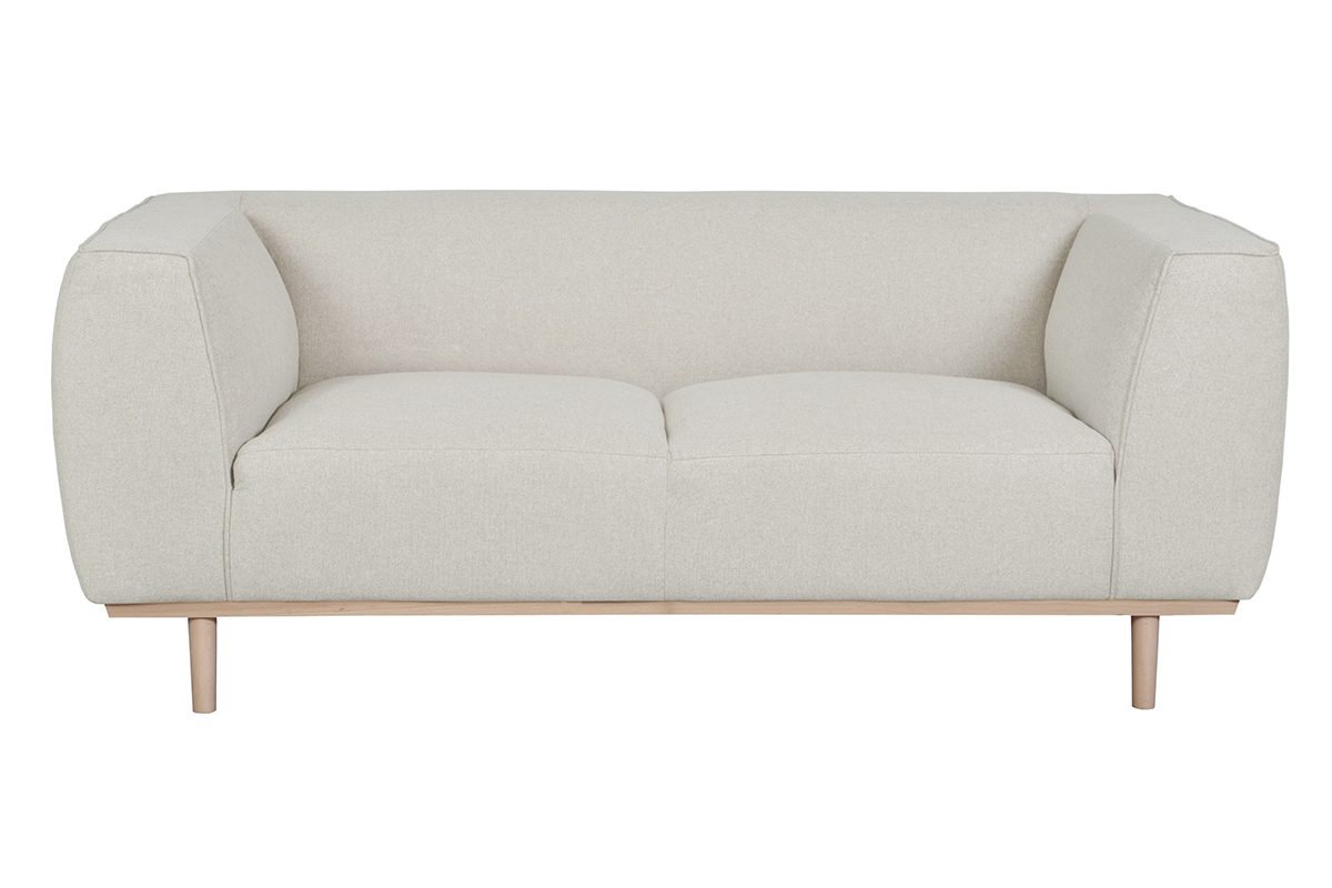 Canap scandinave 2-3 places en tissu beige et bois clair MORRIS