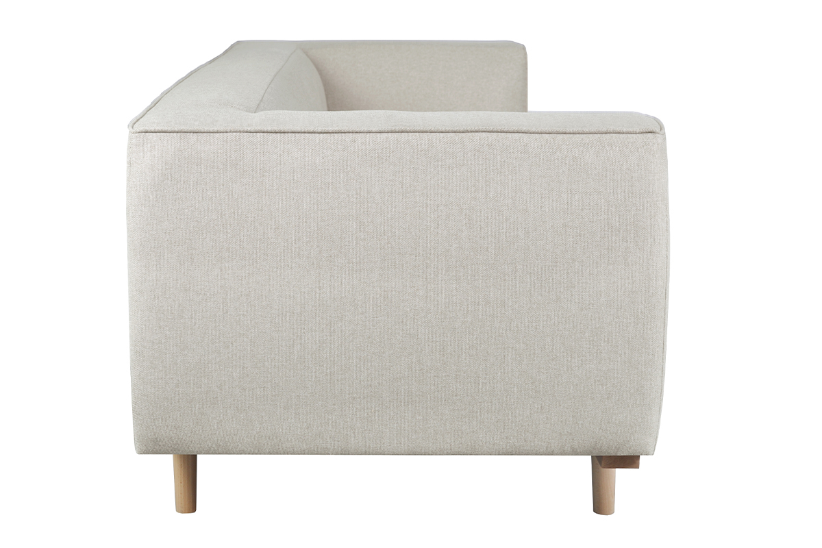 Canap scandinave 2-3 places en tissu beige et bois clair MORRIS