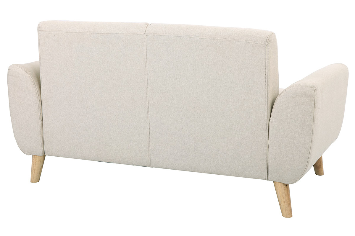 Canap scandinave 2 places en tissu beige et bois clair EKTOR