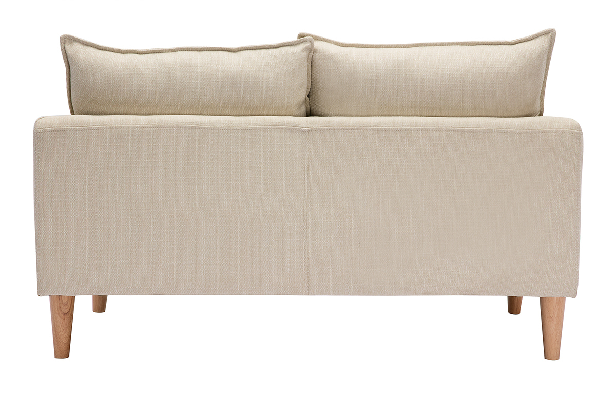 Canap scandinave 2 places en tissu beige et bois clair KATE