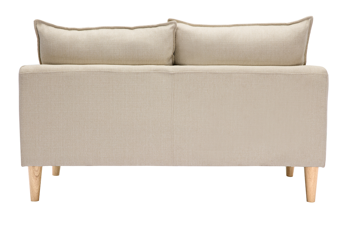 Canap scandinave 2 places en tissu beige et bois clair KATE