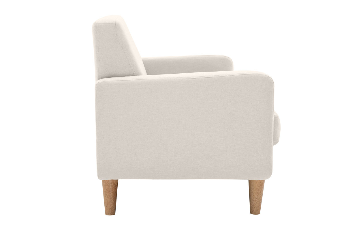 Canap scandinave 2 places en tissu beige et bois clair LUNA