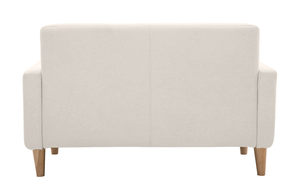 Canap scandinave 2 places en tissu beige et bois clair LUNA