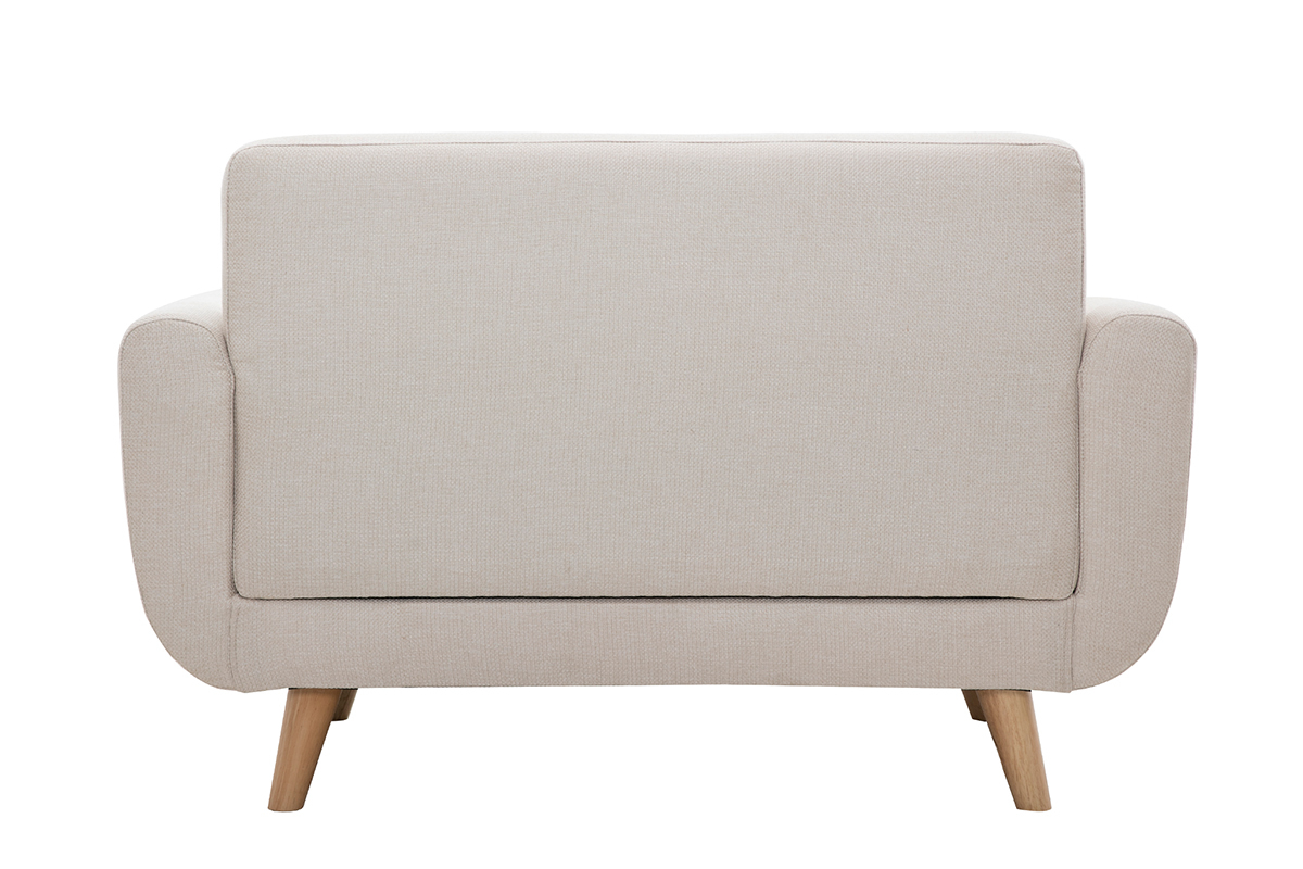 Canap scandinave 2 places en tissu beige et bois clair PURE