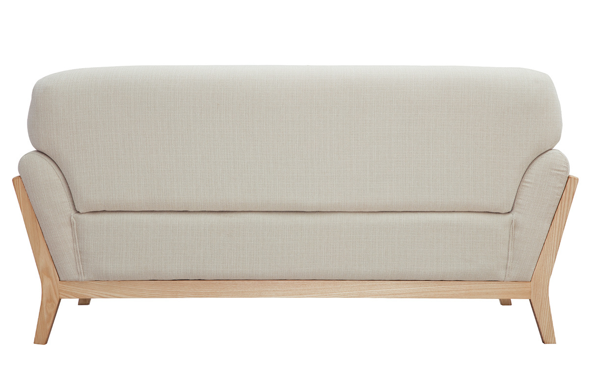 Canap scandinave 2 places en tissu beige et bois clair YOKO