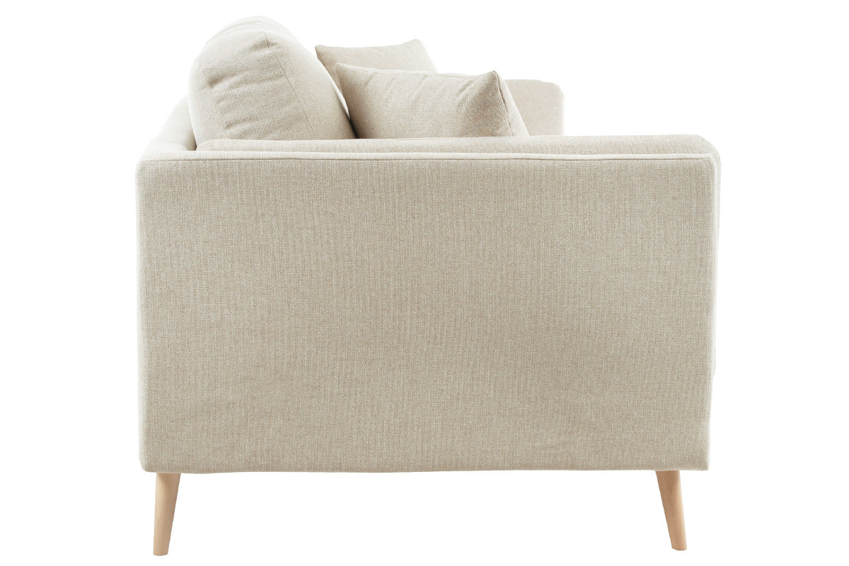 Canap scandinave 2 places en tissu beige naturel et bois clair VOGUE