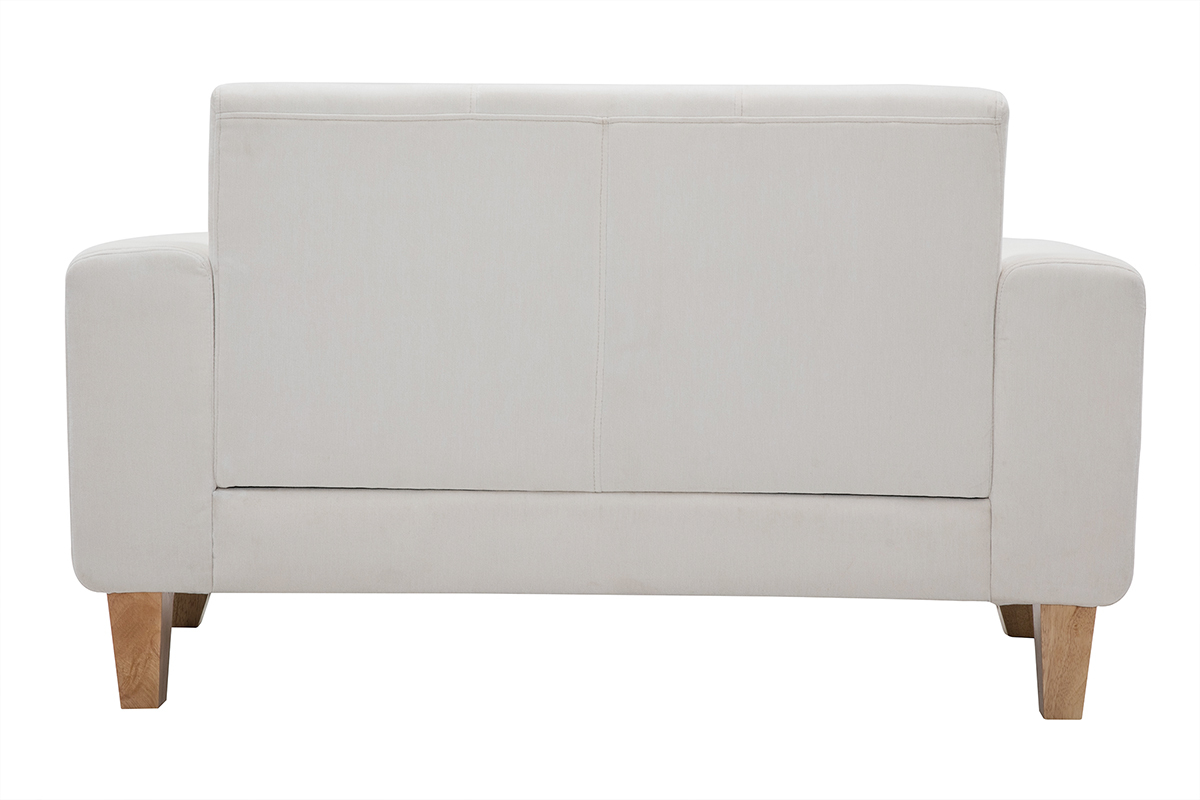 Canap scandinave 2 places en tissu blanc cass et bois clair  FJORD