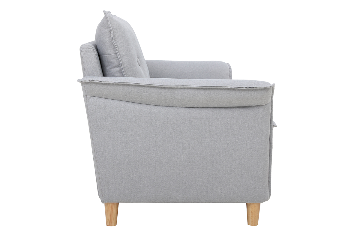 Canap scandinave 2 places en tissu gris clair et bois clair CLIFF