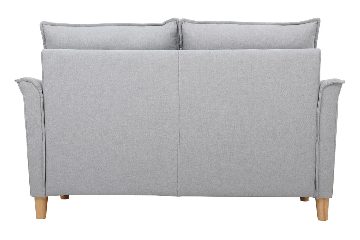 Canap scandinave 2 places en tissu gris clair et bois clair CLIFF