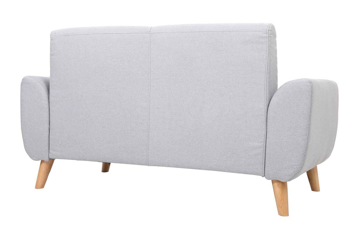 Canap scandinave 2 places en tissu gris clair et bois clair EKTOR