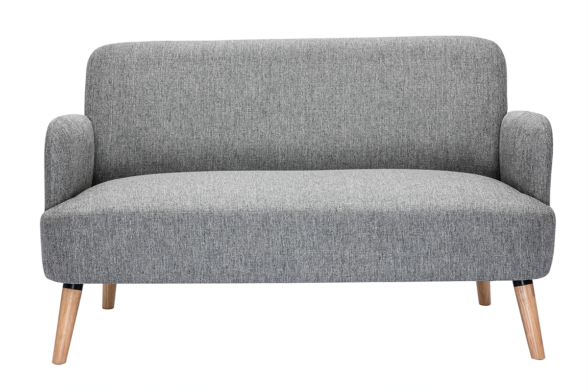 Canap scandinave 2 places en tissu gris clair et bois clair ISKO