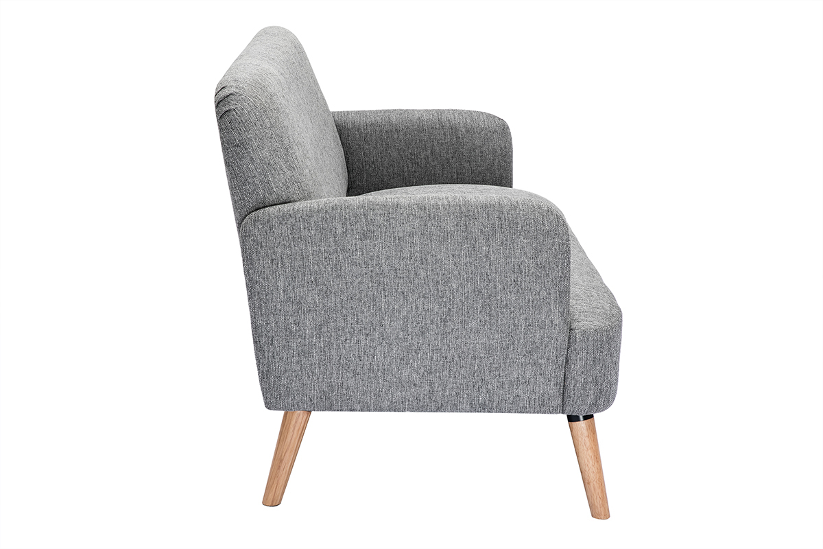 Canap scandinave 2 places en tissu gris clair et bois clair ISKO